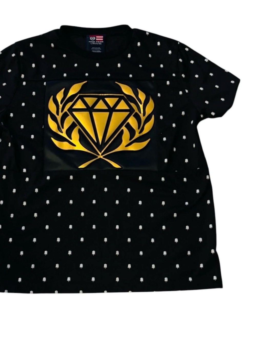Phat Farm Sz L (14/16) Boys Graphic Tee Shirt Black & White